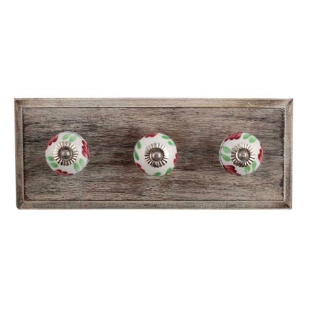 Cherry Lily Ceramic Wooden Hooks